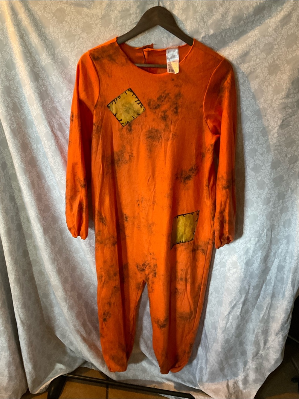 Trick or Treat Sam’s Kids Orange Long-Sleeve One-Piece with Patch Detail